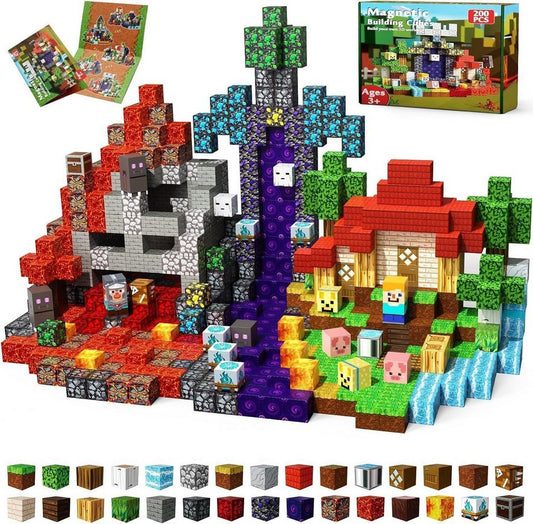 Athlix Magnetische Bausteine Bauwelt Spielzeug Jungen Mine Geschenk Craft Magnetspielbausteine, (100 St), Zufällige Blöcke, ab 3 Jahre