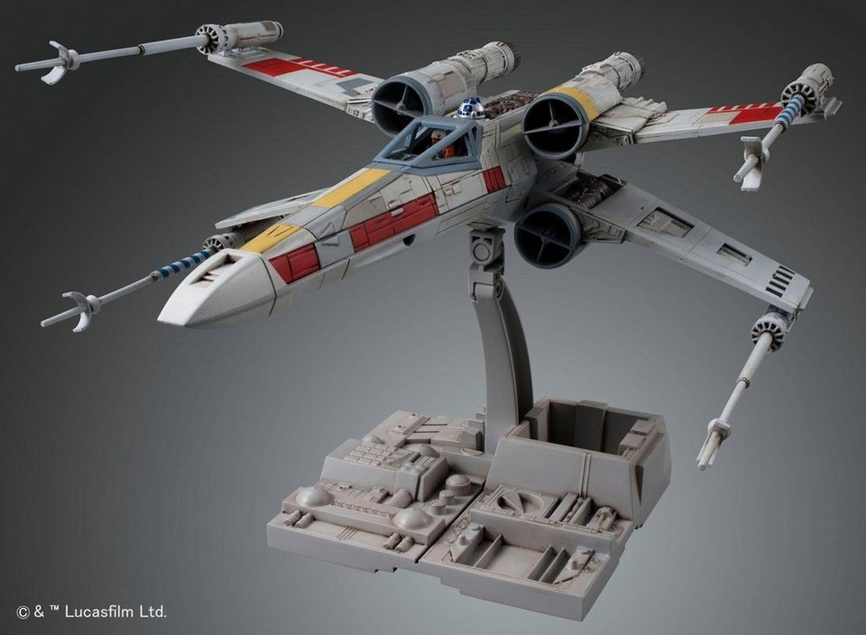 Bandai Modellbausatz Star Wars X-Wing Starfighter, Maßstab 1:72, mit 2 Figuren