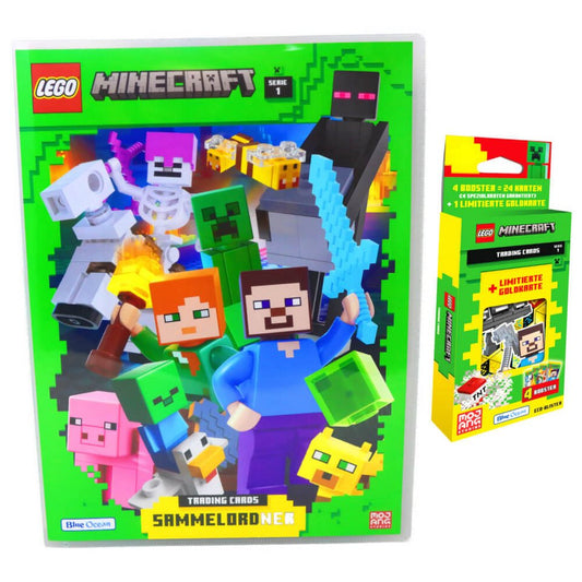 Blue Ocean Sammelkarte Lego Minecraft Karten Serie 1 - Sammelkarten Trading Cards (2024) - 1, Lego Minecraft Karten Serie 1 - 1 Mappe + 1 Blister Karten