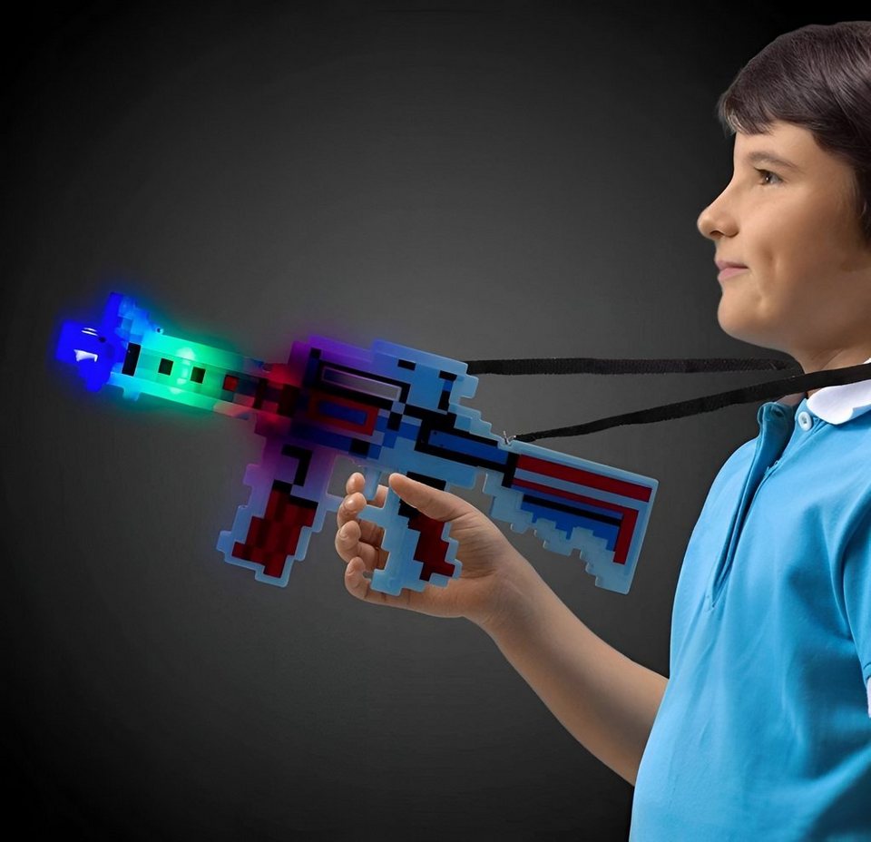 Festivalartikel Lichtschwert LED-Gewehr, blinkend, Diamant-Pixel Replik Minecraft (1-tlg)