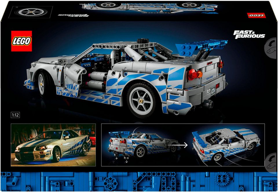 LEGO® 2 Fast 2 Furious Nissan Skyline GT-R (R34) Flitzer (42210) Konstruktionsspielsteine, (1410 St), LEGO Technic; Made in Europe