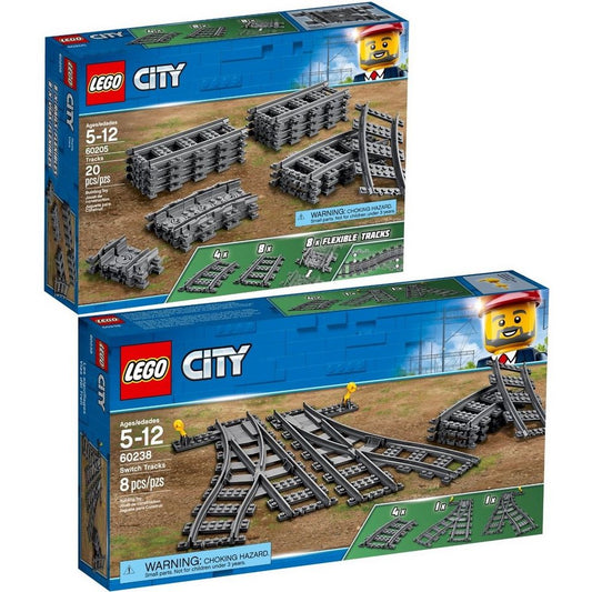 LEGO® 60205 60238 City 2er Set Schienen + Weichen Konstruktionsspielsteine