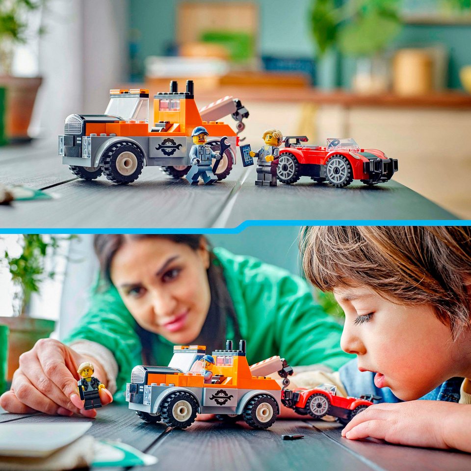 LEGO® Abschleppwagen mit Sportauto (60435), LEGO City Konstruktionsspielsteine, (101 St), Made in Europe