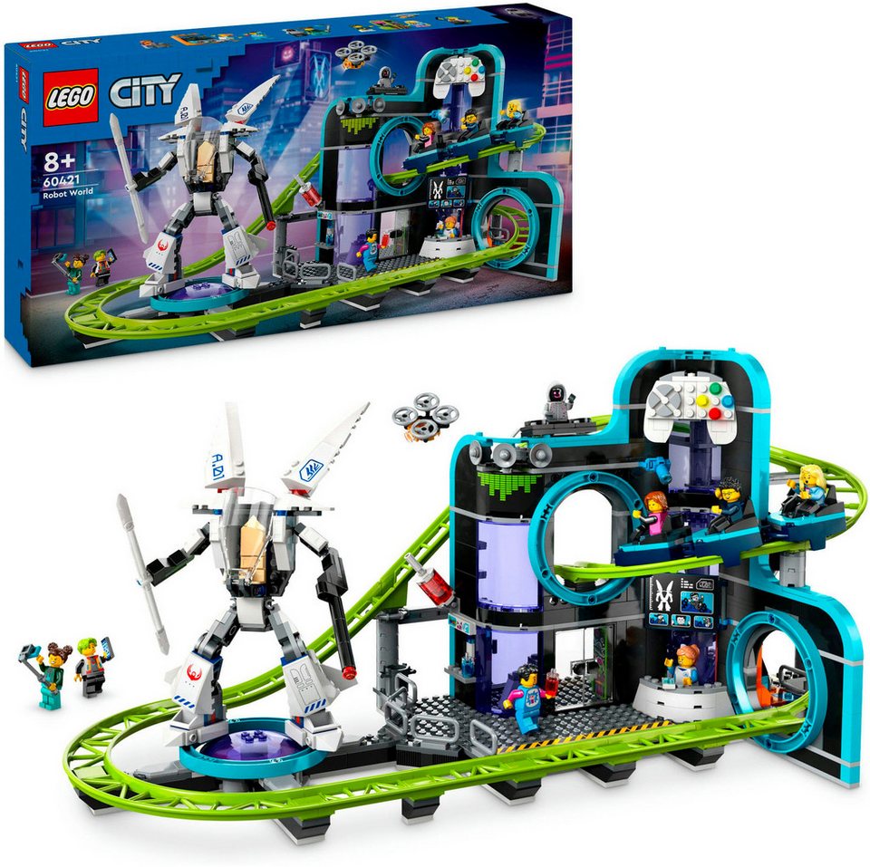 LEGO® Achterbahn mit Roboter-Mech (60421), LEGO City Konstruktionsspielsteine, (986 St), Made in Europe