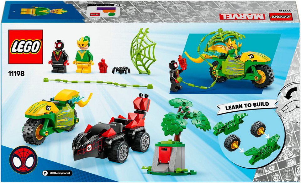 LEGO® Actionspaß mit Spin und Electro in ihren Dino-Flitzern (11198) Konstruktionsspielsteine, (124 St), LEGO Spidey; Made in Europe