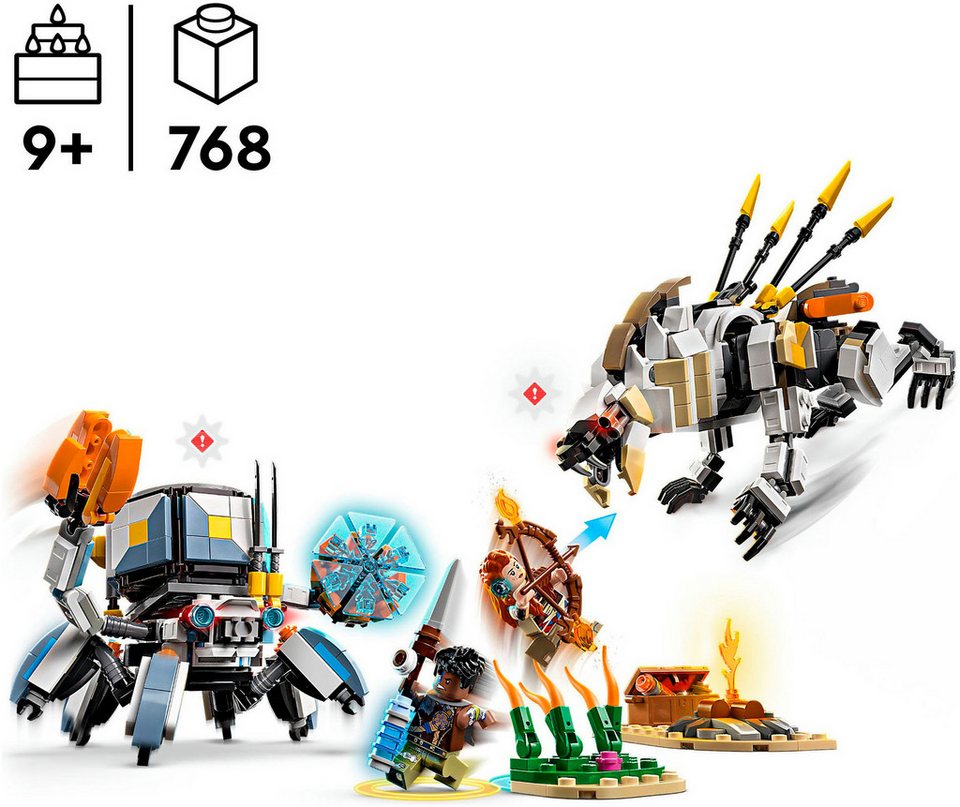 LEGO® Aloy und Varl vs. Panzerwanderer und Sägezahn (77037), LEGO® Horizon Konstruktionsspielsteine, (768 St), Made in Europe