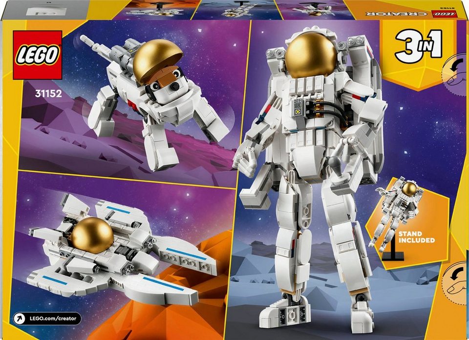 LEGO® Astronaut im Weltraum (31152), LEGO Creator 3in1 Konstruktionsspielsteine, (647 St), Made in Europe