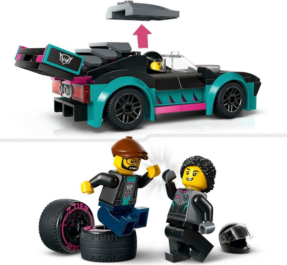 LEGO® Autotransporter mit Rennwagen (60406), LEGO City Konstruktionsspielsteine, (328 St), Made in Europe