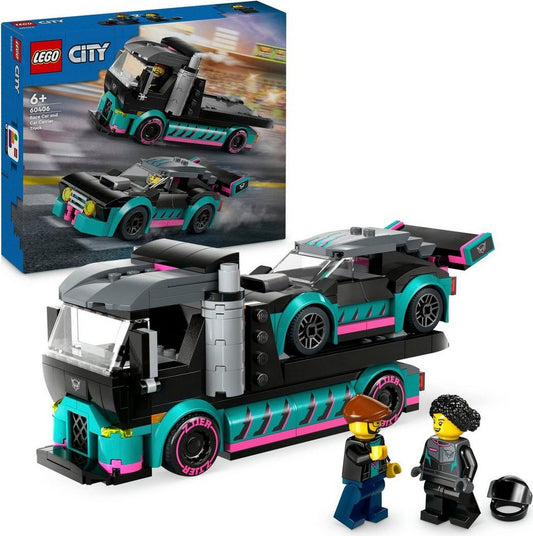 LEGO® Autotransporter mit Rennwagen (60406), LEGO City Konstruktionsspielsteine, (328 St), Made in Europe
