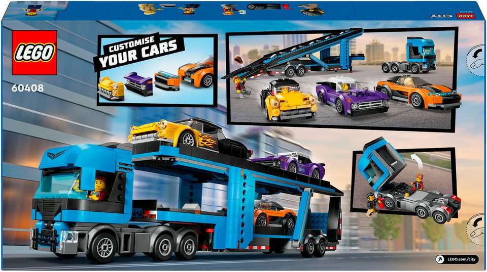 LEGO® Autotransporter mit Sportwagen (60408), LEGO City Konstruktionsspielsteine, (998 St), Made in Europe
