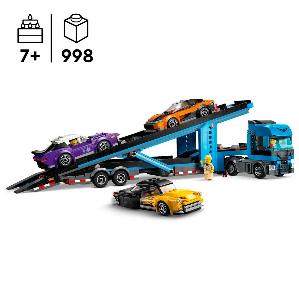 LEGO® Autotransporter mit Sportwagen (60408), LEGO City Konstruktionsspielsteine, (998 St), Made in Europe