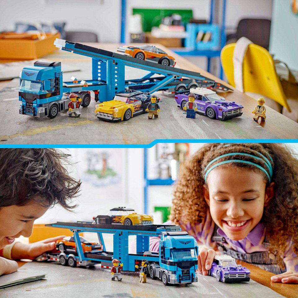 LEGO® Autotransporter mit Sportwagen (60408), LEGO City Konstruktionsspielsteine, (998 St), Made in Europe