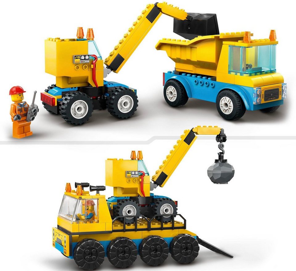 LEGO® Baufahrzeuge und Kran mit Abrissbirne (60391), LEGO® City Konstruktionsspielsteine, (235 St), Made in Europe