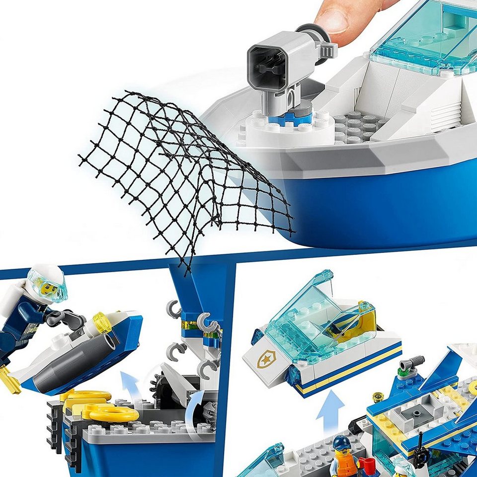 LEGO® City 60277 Polizeiboot Bausatz für Kinder, geeignet ab 5 Jahren, Spielbausteine, (276 St)