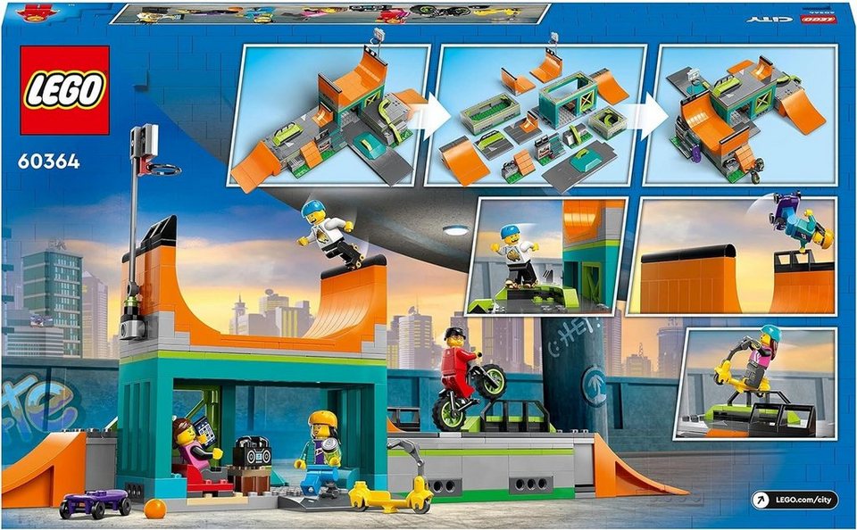 LEGO® City - Skaterpark mit BMX-Rad, Skateboard, Scooter (60364) Konstruktions-Spielset, (454 St)