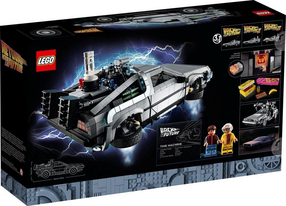 LEGO® Creator Expert 10300 - Die Zeitmaschine Inkl. Acryl Vitrine Spielbausteine, (Set, 1868 St), Aufklappbare Flügeltüren