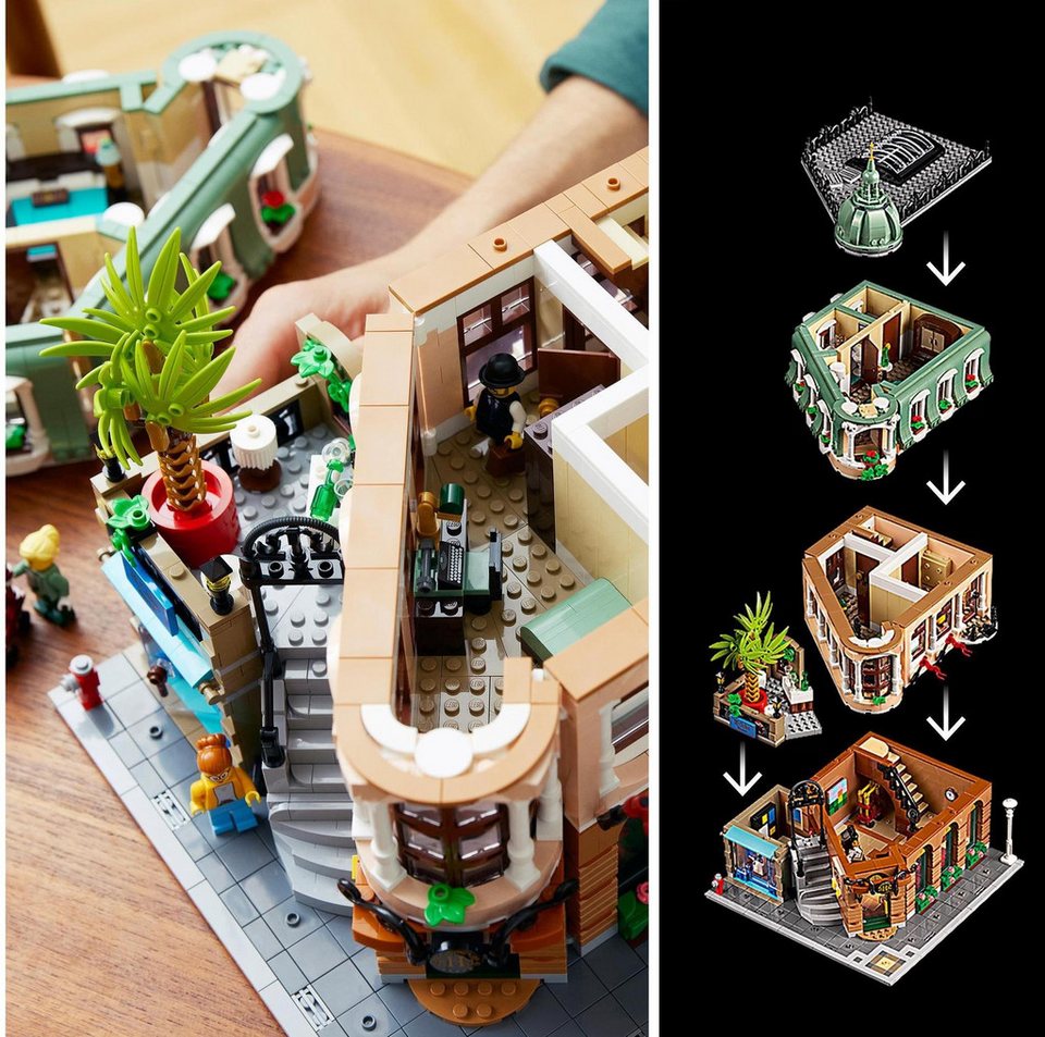 LEGO® Creator Expert Boutique-Hotel, detailreiches Gebäude Spielbausteine, (3066 St), Viele authentische Details wie Möbel, Kunstwerke und Pflanzen