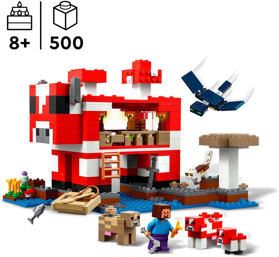 LEGO® Das Pilzkuh-Haus (21270), LEGO Minecraft Konstruktionsspielsteine, (500 St), Made in Europe