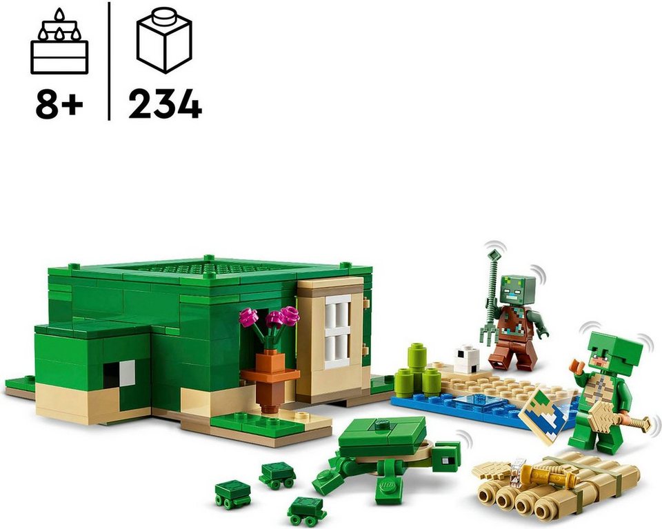 LEGO® Das Schildkrötenstrandhaus (21254), LEGO Minecraft Konstruktionsspielsteine, (234 St), Made in Europe