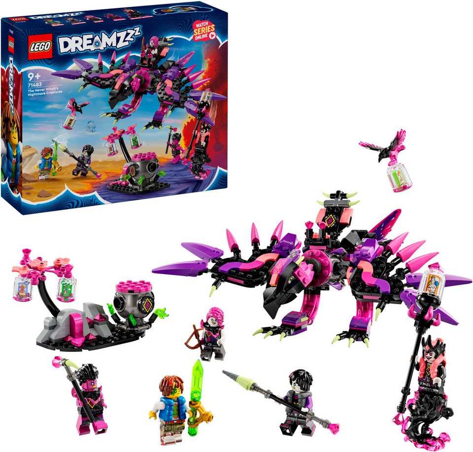 LEGO® Die Albtraumkreaturen der Nimmerhexe (71483), LEGO DREAMZzz Konstruktionsspielsteine, (457 St), Made in Europe