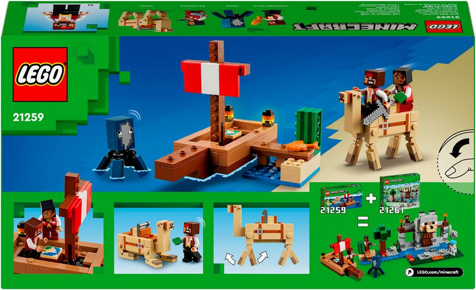 LEGO® Die Piratenschiffreise (21259), LEGO Minecraft Konstruktionsspielsteine, (166 St), Made in Europe