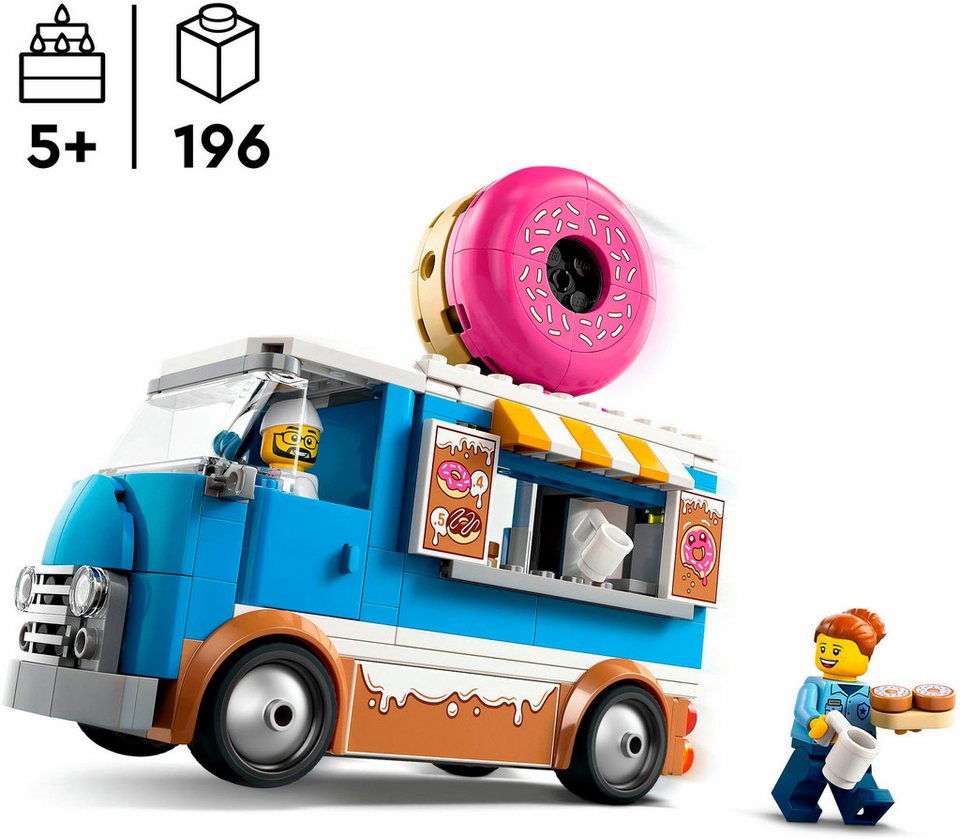 LEGO® Donut Truck (60452), LEGO City Konstruktionsspielsteine, (196 St), Made in Europe