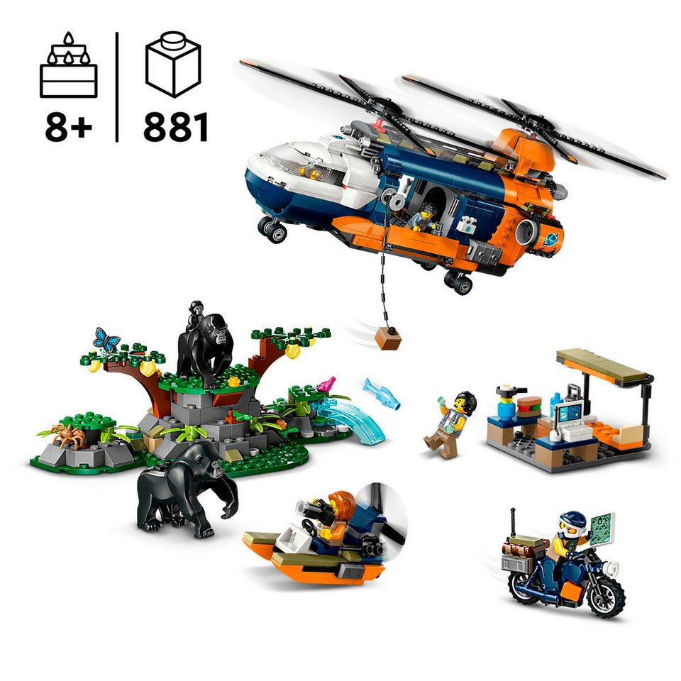 LEGO® Dschungelforscher-Hubschrauber (60437), LEGO City Konstruktionsspielsteine, (881 St), Made in Europe