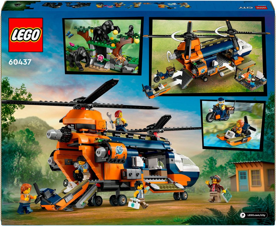 LEGO® Dschungelforscher-Hubschrauber (60437), LEGO City Konstruktionsspielsteine, (881 St), Made in Europe