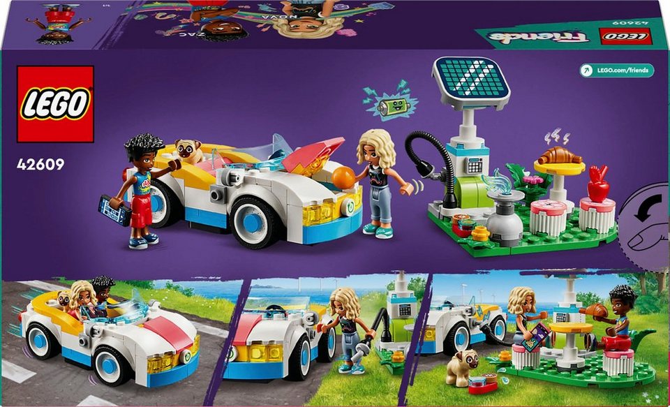 LEGO® E-Auto mit Ladestation (42609), LEGO Friends Konstruktionsspielsteine, (170 St), Made in Europe