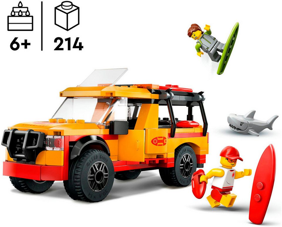 LEGO® Einsatzfahrzeug der Rettungsschwimmer (60453), LEGO City Konstruktionsspielsteine, (214 St), Made in Europe