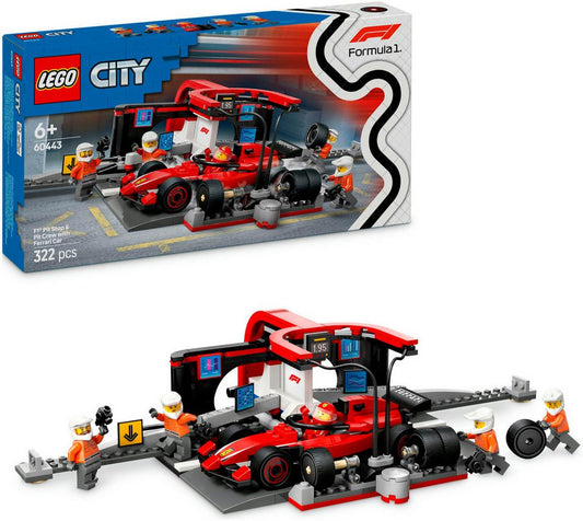 LEGO® F1® Boxenstopp mit Boxencrew und Ferrari Flitzer (60443), LEGO City Konstruktionsspielsteine, (322 St), LEGO City; Made in Europe