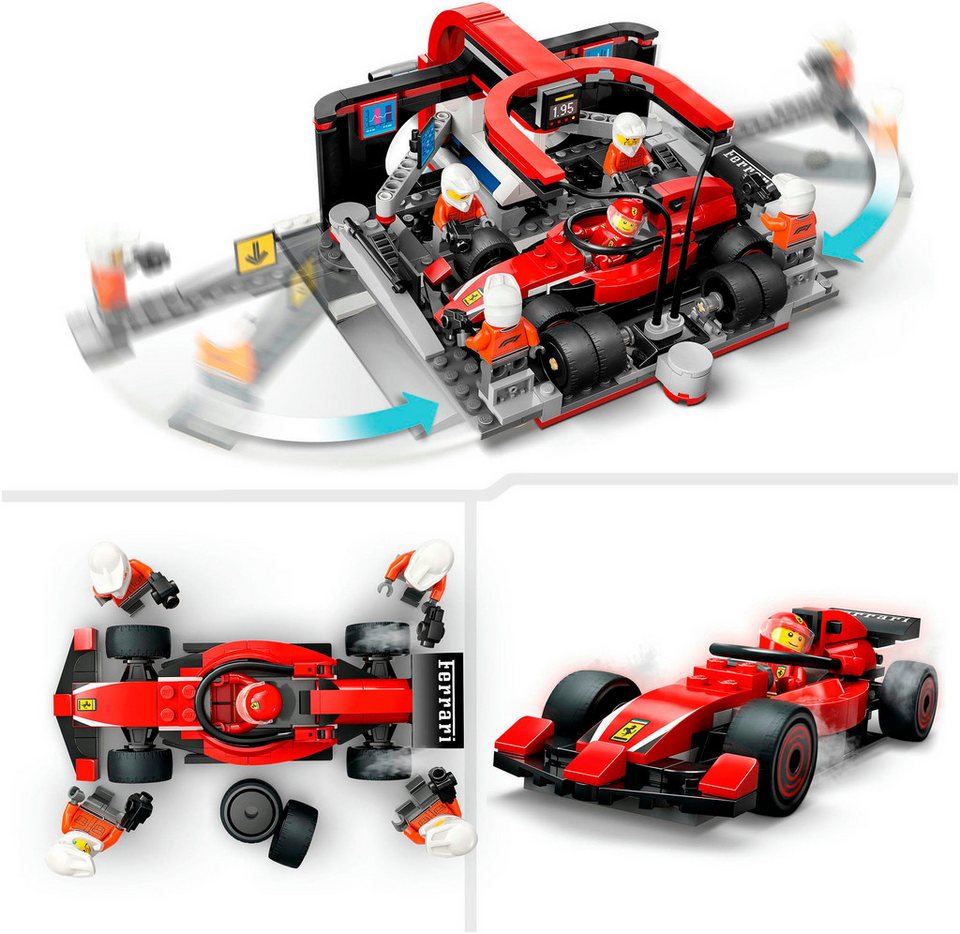 LEGO® F1® Boxenstopp mit Boxencrew und Ferrari Flitzer (60443), LEGO City Konstruktionsspielsteine, (322 St), LEGO City; Made in Europe