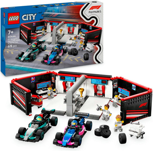 LEGO® F1® Garage mit Mercedes-AMG & Alpine Rennautos (60444), LEGO City Konstruktionsspielsteine, (678 St), Made in Europe