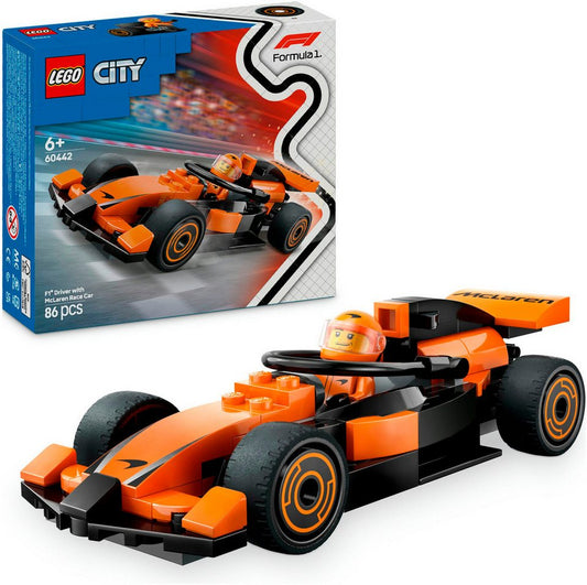LEGO® F1® Rennfahrer mit McLaren Rennauto (60442), LEGO City Konstruktionsspielsteine, (86 St), Made in Europe
