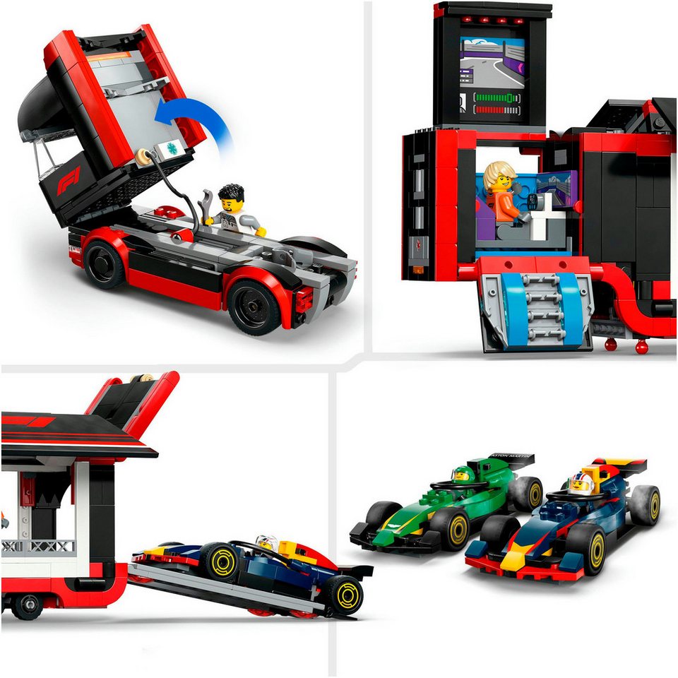 LEGO® F1® Transporter mit RB20 & AMR24 F1® Rennautos (60445), LEGO City Konstruktionsspielsteine, (1086 St), Made in Europe