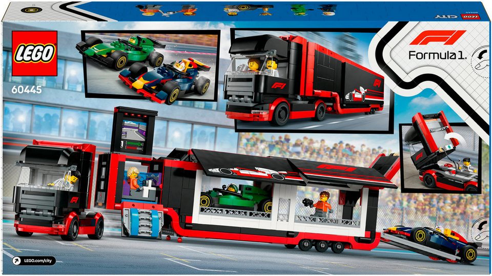 LEGO® F1® Transporter mit RB20 & AMR24 F1® Rennautos (60445), LEGO City Konstruktionsspielsteine, (1086 St), Made in Europe