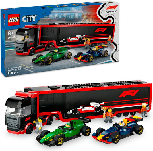 LEGO® F1® Transporter mit RB20 & AMR24 F1® Rennautos (60445), LEGO City Konstruktionsspielsteine, (1086 St), Made in Europe
