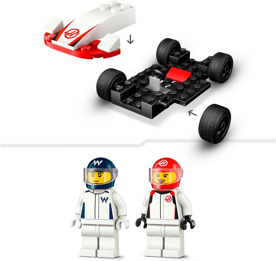 LEGO® F1® Williams Racing und Haas F1® Rennautos (60464), LEGO City Konstruktionsspielsteine, (92 St), Made in Europe
