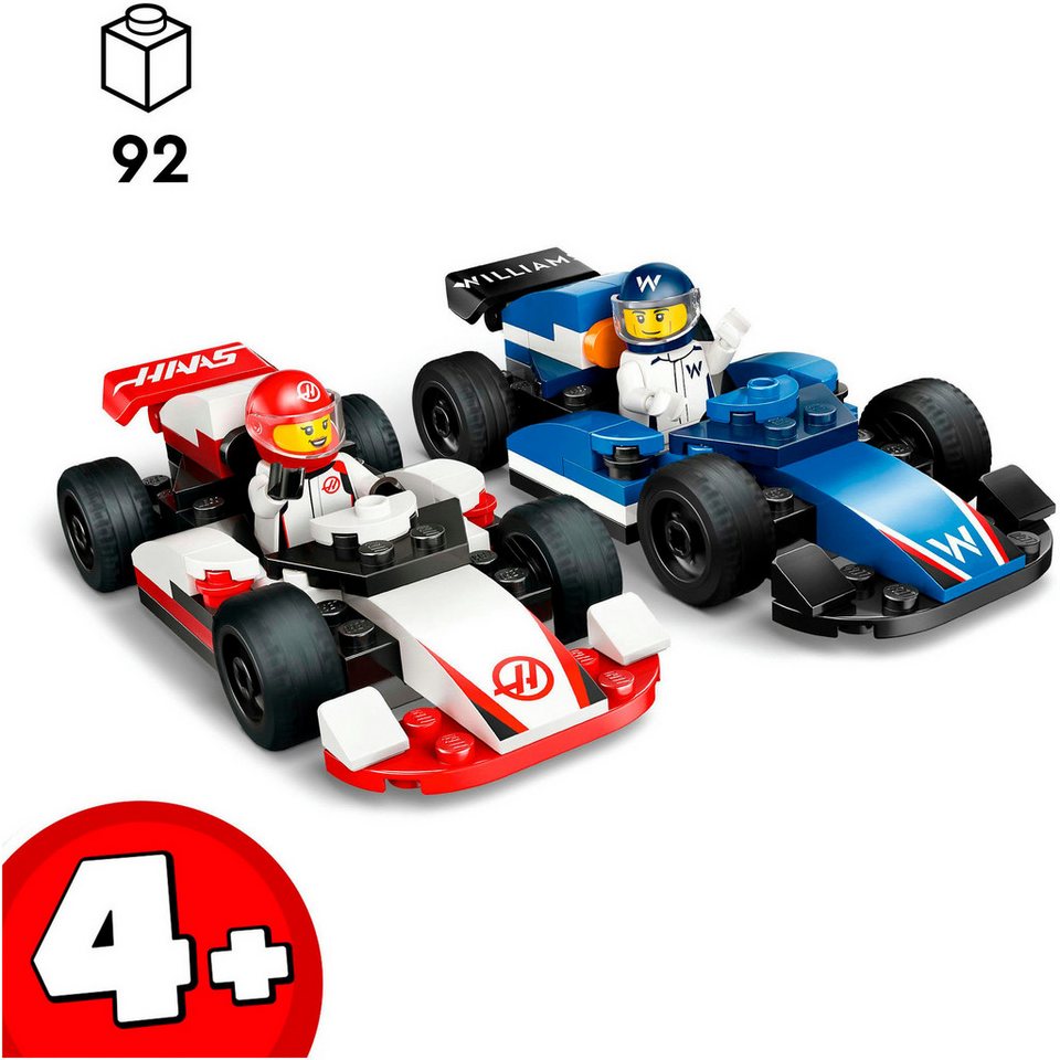 LEGO® F1® Williams Racing und Haas F1® Rennautos (60464), LEGO City Konstruktionsspielsteine, (92 St), Made in Europe