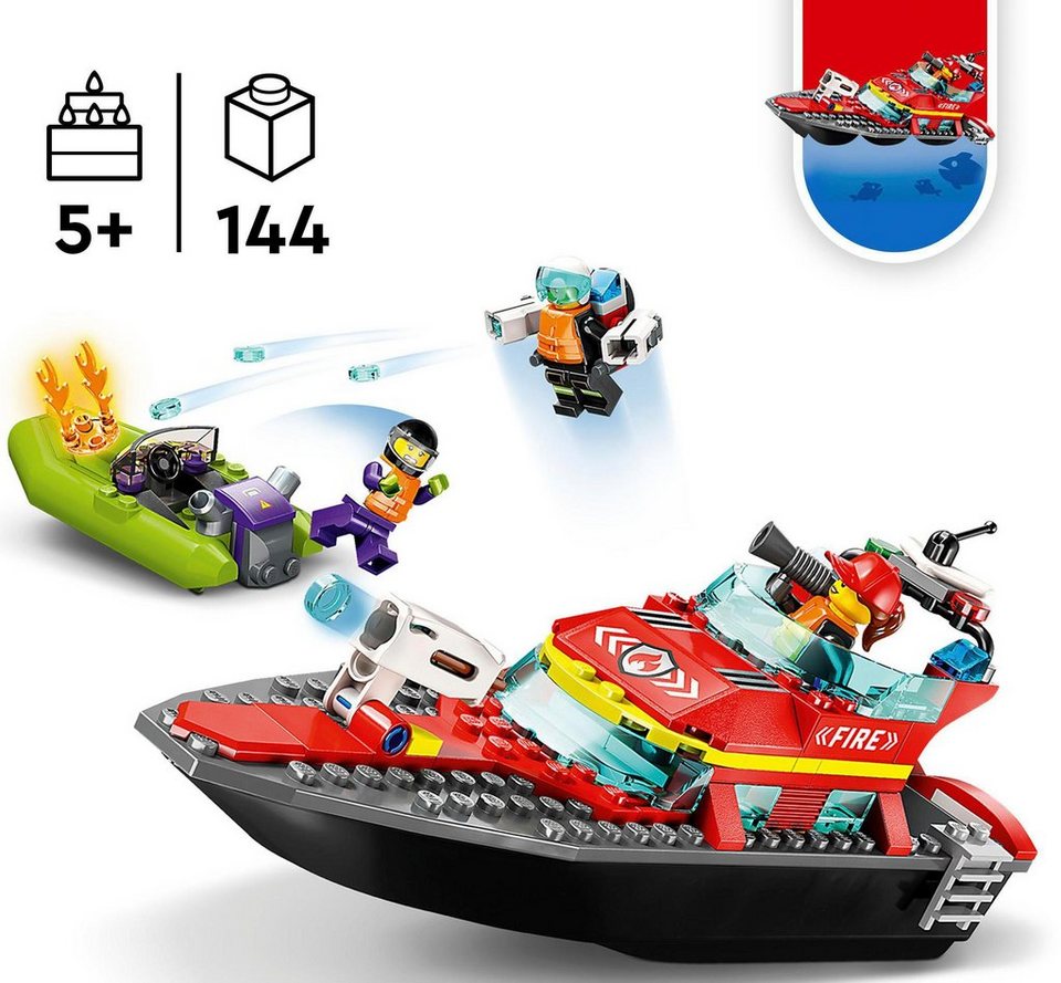 LEGO® Feuerwehrboot (60373), LEGO® City Konstruktionsspielsteine, (144 St), Made in Europe