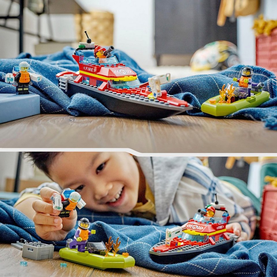 LEGO® Feuerwehrboot (60373), LEGO® City Konstruktionsspielsteine, (144 St), Made in Europe