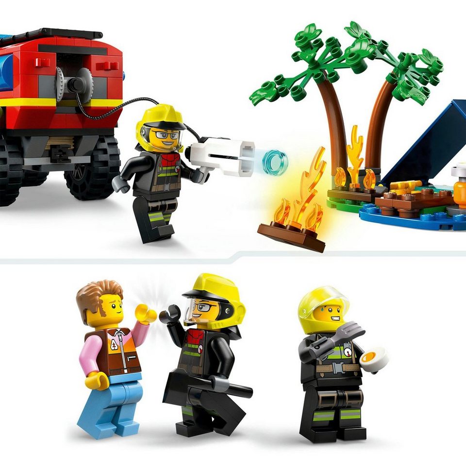 LEGO® Feuerwehrgeländewagen mit Rettungsboot (60412), LEGO City Konstruktionsspielsteine, (301 St), Made in Europe