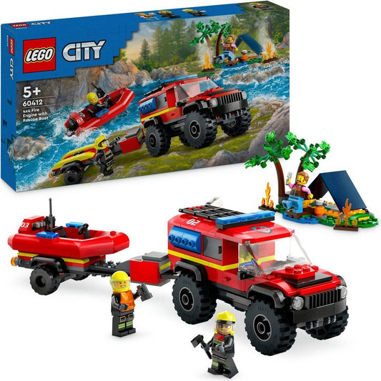 LEGO® Feuerwehrgeländewagen mit Rettungsboot (60412), LEGO City Konstruktionsspielsteine, (301 St), Made in Europe