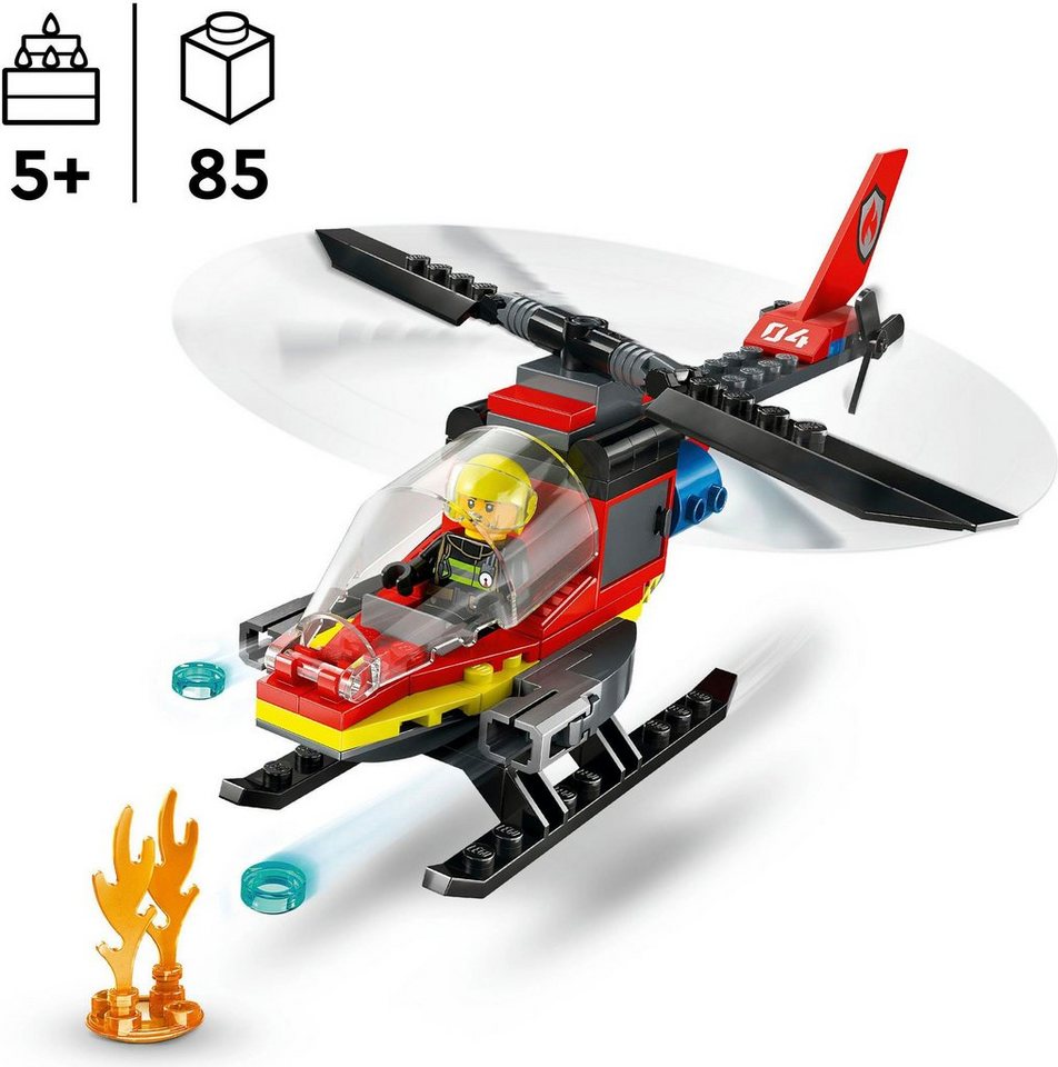 LEGO® Feuerwehrhubschrauber (60411), LEGO City Konstruktionsspielsteine, (85 St), Made in Europe