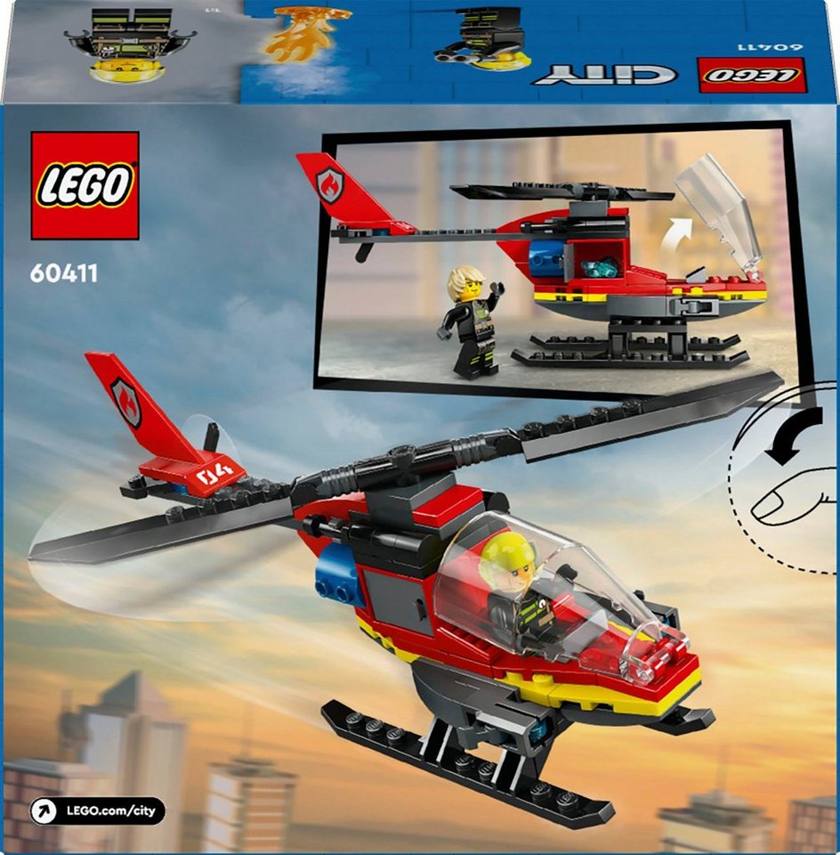 LEGO® Feuerwehrhubschrauber (60411), LEGO City Konstruktionsspielsteine, (85 St), Made in Europe
