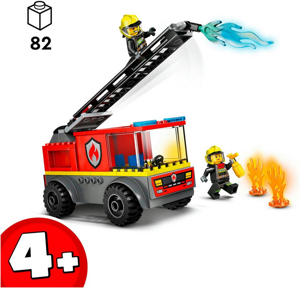 LEGO® Feuerwehrleiterfahrzeug (60463), LEGO City Konstruktionsspielsteine, (82 St), Made in Europe