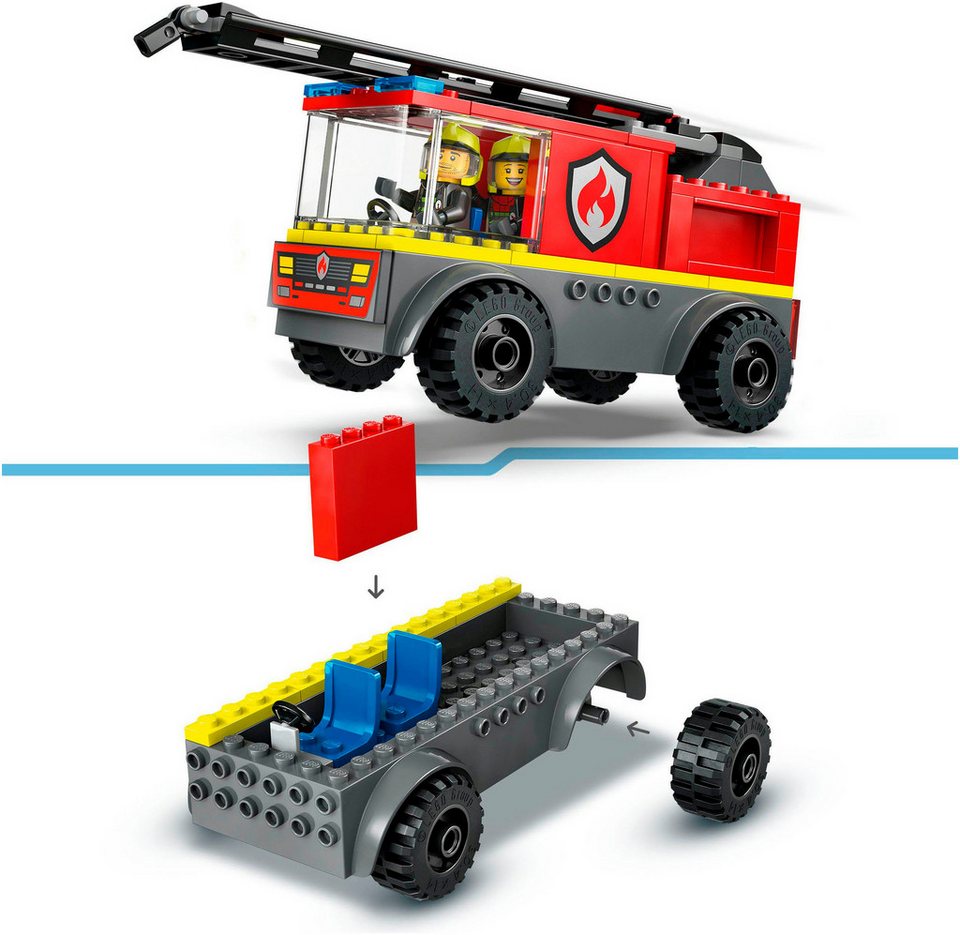 LEGO® Feuerwehrleiterfahrzeug (60463), LEGO City Konstruktionsspielsteine, (82 St), Made in Europe