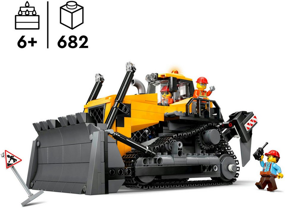 LEGO® Gelber Bulldozer (60466), LEGO City Konstruktionsspielsteine, (682 St), Made in Europe