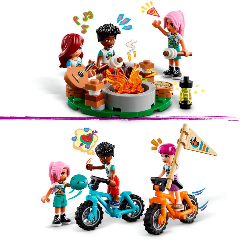 LEGO® Gemütliche Hütten im Abenteuercamp (42624), LEGO Friends Konstruktionsspielsteine, (437 St), Made in Europe
