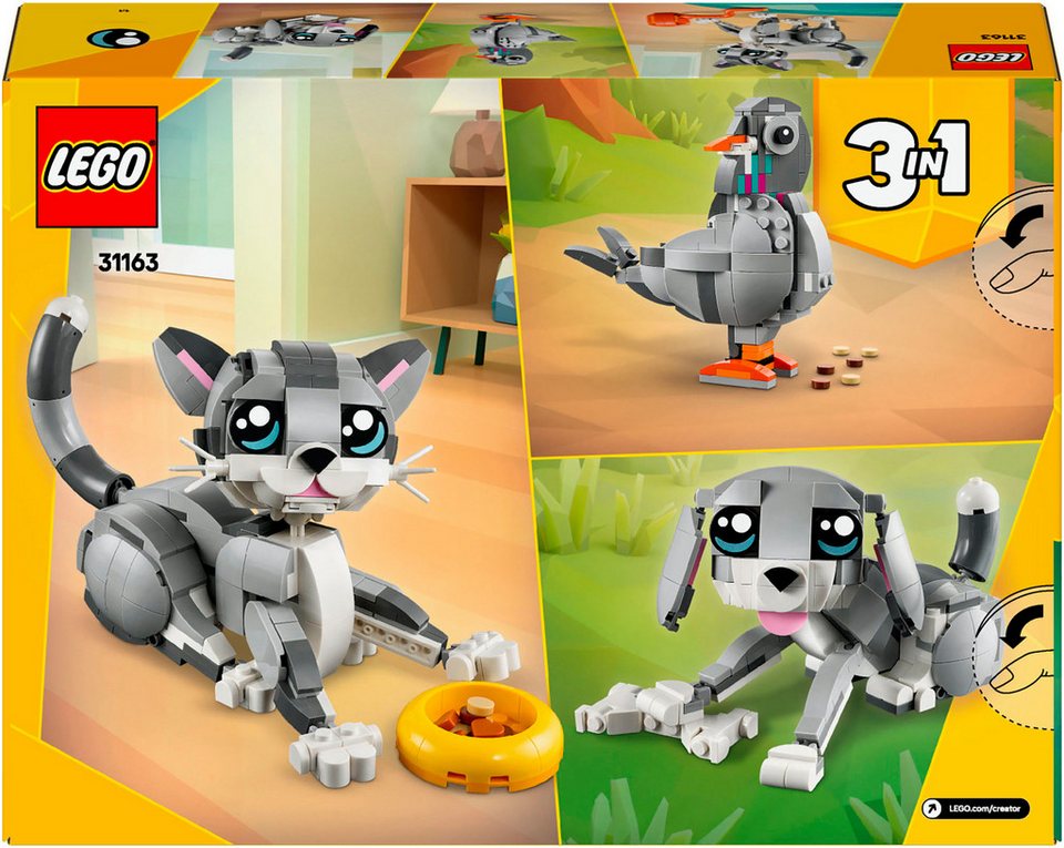 LEGO® Graue Katze (31163), LEGO Creator Konstruktionsspielsteine, (407 St), Made in Europe